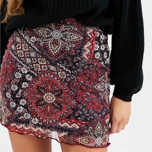 X Daisy Street Mini Skirt in Patchwork Floral